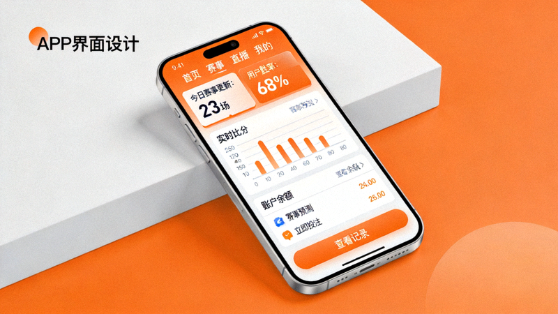 华体会最新版APP界面功能全景展示截图 - 清爽橙色主题与数据面板